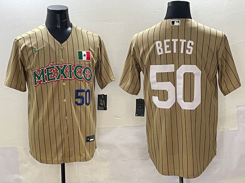 Men Mexico #50 Betts Brown Stripe Joint Name 2025 Nike MLB Jersey style 2->more jerseys->MLB Jersey